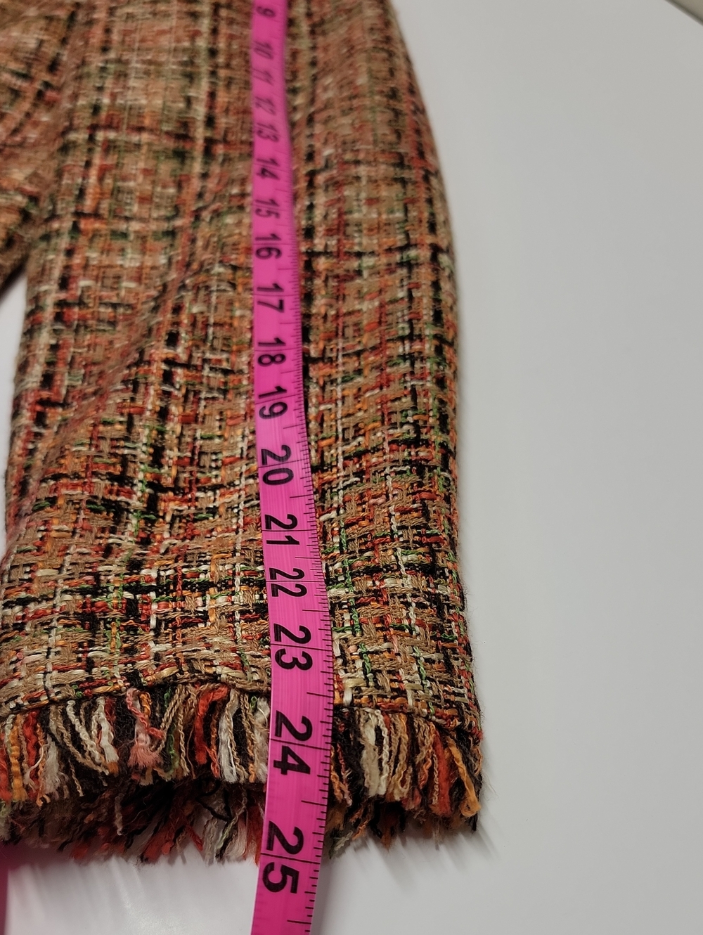 Focus 2000 Autumnal Tones Tweed Fringe Blazer 2-Button W/Pockets Sz 10 - Picture 13 of 16